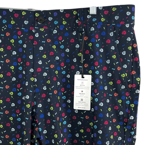 Maelreg Other - NEW Maelreg ProFlex Golf Shorts Men's 38 Navy Skull Novelty Print Stretch NWT